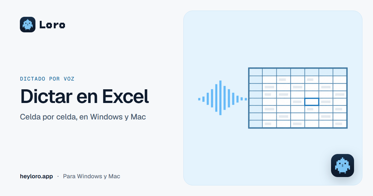 Cómo dictar en Excel con la voz (Excel no tiene botón Dictar)